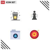 Pack of 4 Modern Flat Icons Signs and Symbols for Web Print Media such as break cloud cup laptop network Editable Vector Design Elements