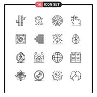 Pack of 16 creative Outlines of business mind weding keep sport Editable Vector Design Elements