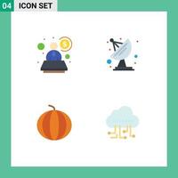 Set of 4 Commercial Flat Icons pack for account watermelon antenna berry manage Editable Vector Design Elements