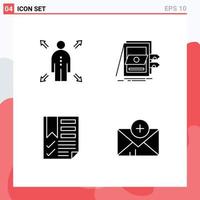 Group of 4 Solid Glyphs Signs and Symbols for business data pos system page Editable Vector Design Elements