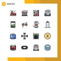 16 User Interface Flat Color Filled Line Pack of modern Signs and Symbols of smartphone analytics research box email Editable Creative Vector Design Elements