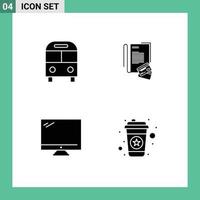 Modern Set of 4 Solid Glyphs and symbols such as auto computer logistic notebook device Editable Vector Design Elements