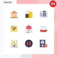 Pictogram Set of 9 Simple Flat Colors of text browser label print floor Editable Vector Design Elements