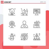 9 Thematic Vector Outlines and Editable Symbols of heart location shop flower coding Editable Vector Design Elements