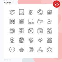 Group of 25 Lines Signs and Symbols for esoteric working device process management Editable Vector Design Elements