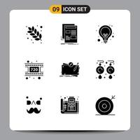 9 Creative Icons Modern Signs and Symbols of game reel paper movie seo Editable Vector Design Elements