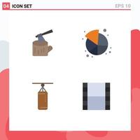 Set of 4 Commercial Flat Icons pack for ax boxing wood pie punching Editable Vector Design Elements