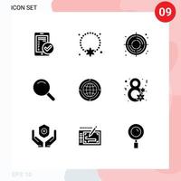 9 Universal Solid Glyphs Set for Web and Mobile Applications business ui ornament search process Editable Vector Design Elements