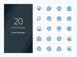 20 Cloud Technology Blue Color icon for presentation vector