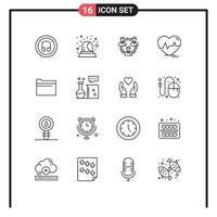 16 Thematic Vector Outlines and Editable Symbols of pulse heart business ecg social Editable Vector Design Elements