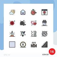 paquete de iconos de vectores de stock de 16 signos y símbolos de línea para la interfaz de usuario error de lanzamiento cronómetro elementos de diseño de vectores creativos editables