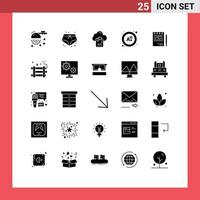 Pack of 25 creative Solid Glyphs of list competitive microchip business grade Editable Vector Design Elements