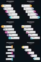 Vector 6 Infographics Pack Presentation slide template 5 Steps cycle diagrams and timelines