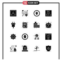 Group of 16 Solid Glyphs Signs and Symbols for connector programing halloween development coding Editable Vector Design Elements