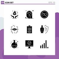 Pictogram Set of 9 Simple Solid Glyphs of gen engineering study advanced hospital Editable Vector Design Elements