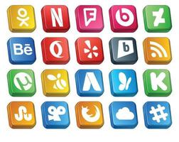 20 Social Media Icon Pack Including firefox stumbleupon brightkite kickstarter adwords vector