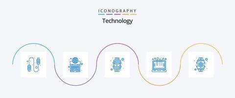 paquete de iconos de tecnología azul 5 que incluye inteligente. ordenador portátil. Email. dispositivo. tecnología inteligente vector