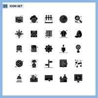 Pack of 25 creative Solid Glyphs of ui reload cloud refresh science Editable Vector Design Elements