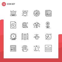 Stock Vector Icon Pack of 16 Line Signs and Symbols for search document coins website rate Editable Vector Design Elements