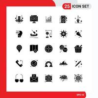 Pack of 25 Modern Solid Glyphs Signs and Symbols for Web Print Media such as user accounting analytics accountant statistics Editable Vector Design Elements