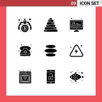 Universal Icon Symbols Group of 9 Modern Solid Glyphs of crypto currency coin education e dinar medical call Editable Vector Design Elements