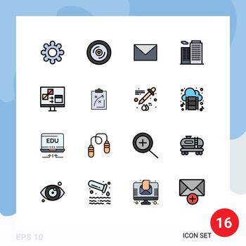 paquete de iconos de vectores de stock de 16 signos y símbolos de línea para desarrollar codificación de aplicaciones de masaje que crean elementos de diseño de vectores creativos editables