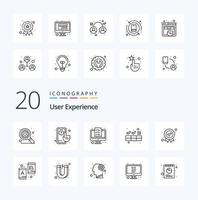 20 User Experience Line icon Pack like award data computer cleaning clean vector