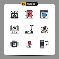 conjunto de 9 iconos modernos de la interfaz de usuario signos de símbolos para el campo de objetivos de comunicación deportiva elementos de diseño vectorial editables vector