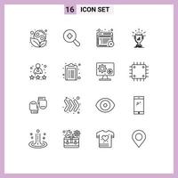 Mobile Interface Outline Set of 16 Pictograms of person first content prize trophy Editable Vector Design Elements