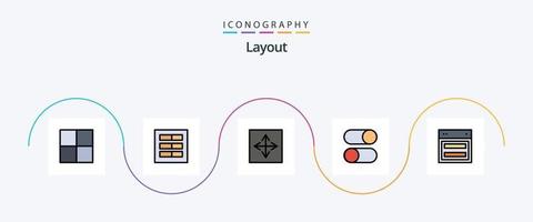 Layout Line Filled Flat 5 Icon Pack Including design. radio. app. loading. ellipsis vector