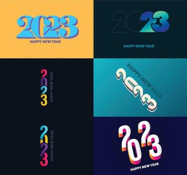 Big Set of 2023 Happy New Year logo text design 2023 number design template vector