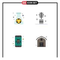 conjunto de iconos planos de interfaz móvil de 4 pictogramas de matraz android residuos aplicación de moda elementos de diseño vectorial editables vector