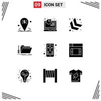 9 Creative Icons Modern Signs and Symbols of mobile resource analytics repair folder Editable Vector Design Elements