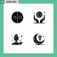 Modern Set of 4 Solid Glyphs Pictograph of equality avatar symbols human hand female Editable Vector Design Elements