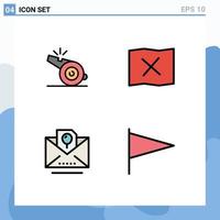 Universal Icon Symbols Group of 4 Modern Filledline Flat Colors of coach kid whistle place country Editable Vector Design Elements