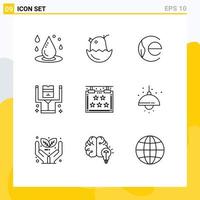 User Interface Pack of 9 Basic Outlines of five prisoner happy criminal crypto currency Editable Vector Design Elements