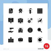 16 Universal Solid Glyphs Set for Web and Mobile Applications digital photo frame logistic tube delivery arrived Editable Vector Design Elements