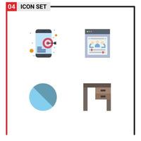 Set of 4 Vector Flat Icons on Grid for goal forbidden mobile web developers prohibited Editable Vector Design Elements