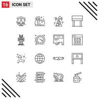 User Interface Pack of 16 Basic Outlines of technology artificial radio android table Editable Vector Design Elements