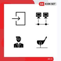 Editable Vector Line Pack of 4 Simple Solid Glyphs of arrow user computers net student Editable Vector Design Elements