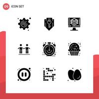 Stock Vector Icon Pack of 9 Line Signs and Symbols for ecommerce group programming friendship best Editable Vector Design Elements