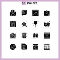 Solid Glyph Pack of 16 Universal Symbols of arts hosting photo server sets Editable Vector Design Elements