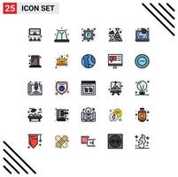 25 User Interface Filled line Flat Color Pack of modern Signs and Symbols of bomb winner siren success flag Editable Vector Design Elements