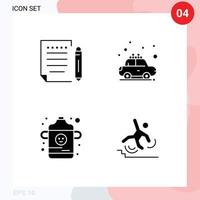 Set of 4 Modern UI Icons Symbols Signs for letter bottle write transport business Editable Vector Design Elements