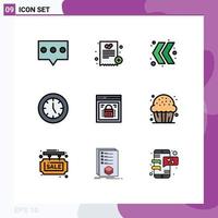 Universal Icon Symbols Group of 9 Modern Filledline Flat Colors of protected browser information security chevron technology electronics Editable Vector Design Elements