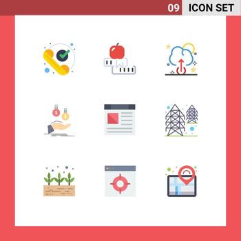 Mobile Interface Flat Color Set of 9 Pictograms of app payment study currency coins Editable Vector Design Elements