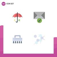 Pictogram Set of 4 Simple Flat Icons of insurance cleaning euro sent cell Editable Vector Design Elements