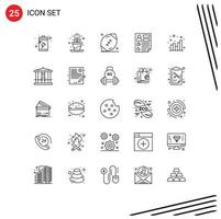 Modern Set of 25 Lines Pictograph of chart report football page data Editable Vector Design Elements