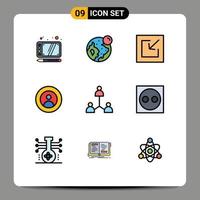 paquete de iconos de vector de stock de 9 signos y símbolos de línea para el grupo de equipo importar personas del mundo elementos de diseño de vector editables