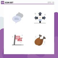 Universal Icon Symbols Group of 4 Modern Flat Icons of chatting checkered direction man race Editable Vector Design Elements